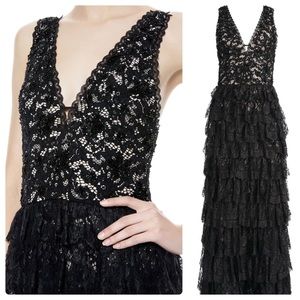 ALICE + OLIVIA  Embellished Tiered Lace  Dress